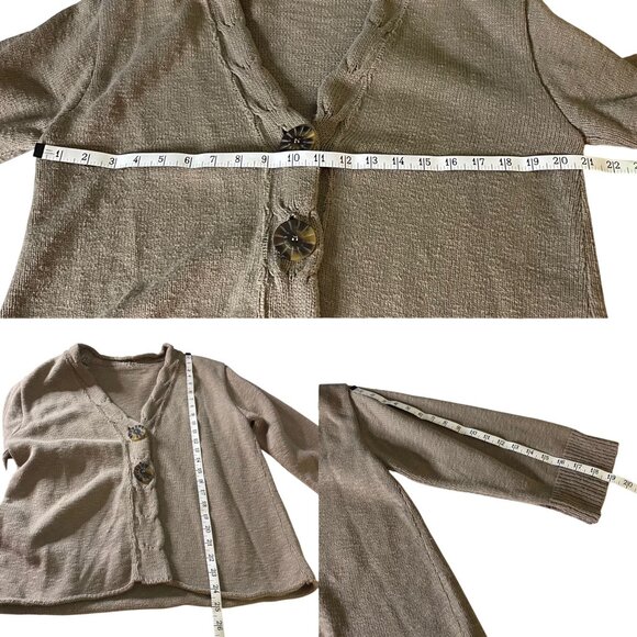 Vintage Willow Tan Cardigan Knitted Sweater Oversized Button Closure Women's L - Picture 6 of 7